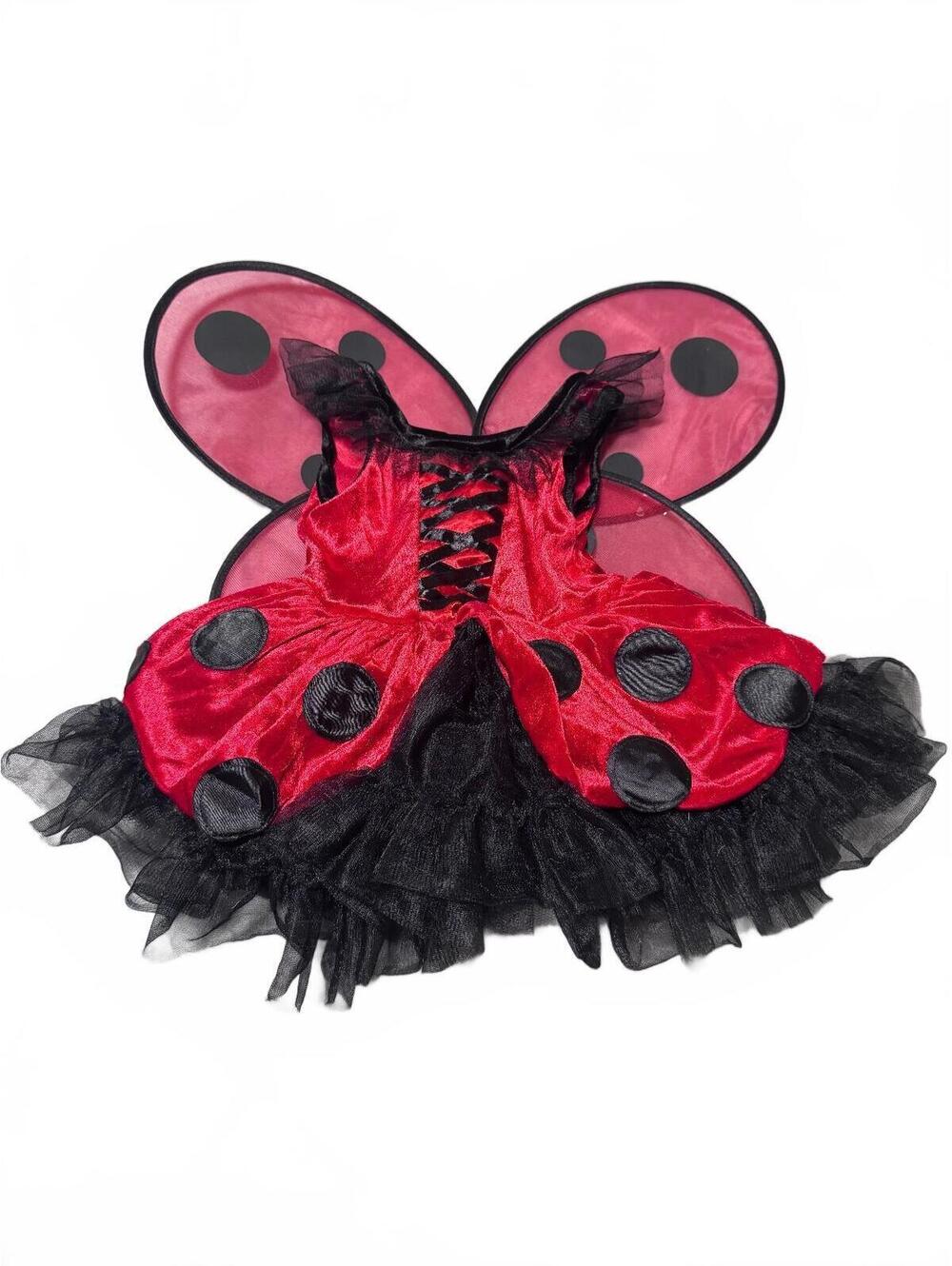 Fairy Dust Ladybug Costume Dress and Wings 2T Red/Black